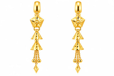 Long Drop Earrings – Floral Geometric Jhumki Design