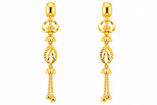 Long Drop Earrings – Leaf & Geometric Design