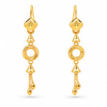 Elegant Gold Finish Long Drop Earrings