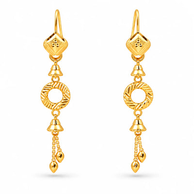 Long Drop Earrings – Geometric Diamond Design
