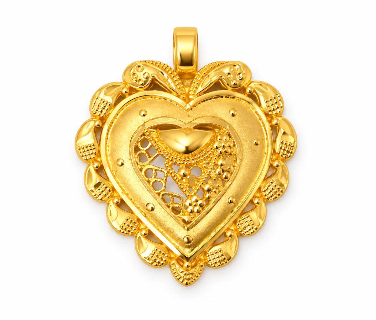 Heart-Shaped Traditional Gold Finish Pendant