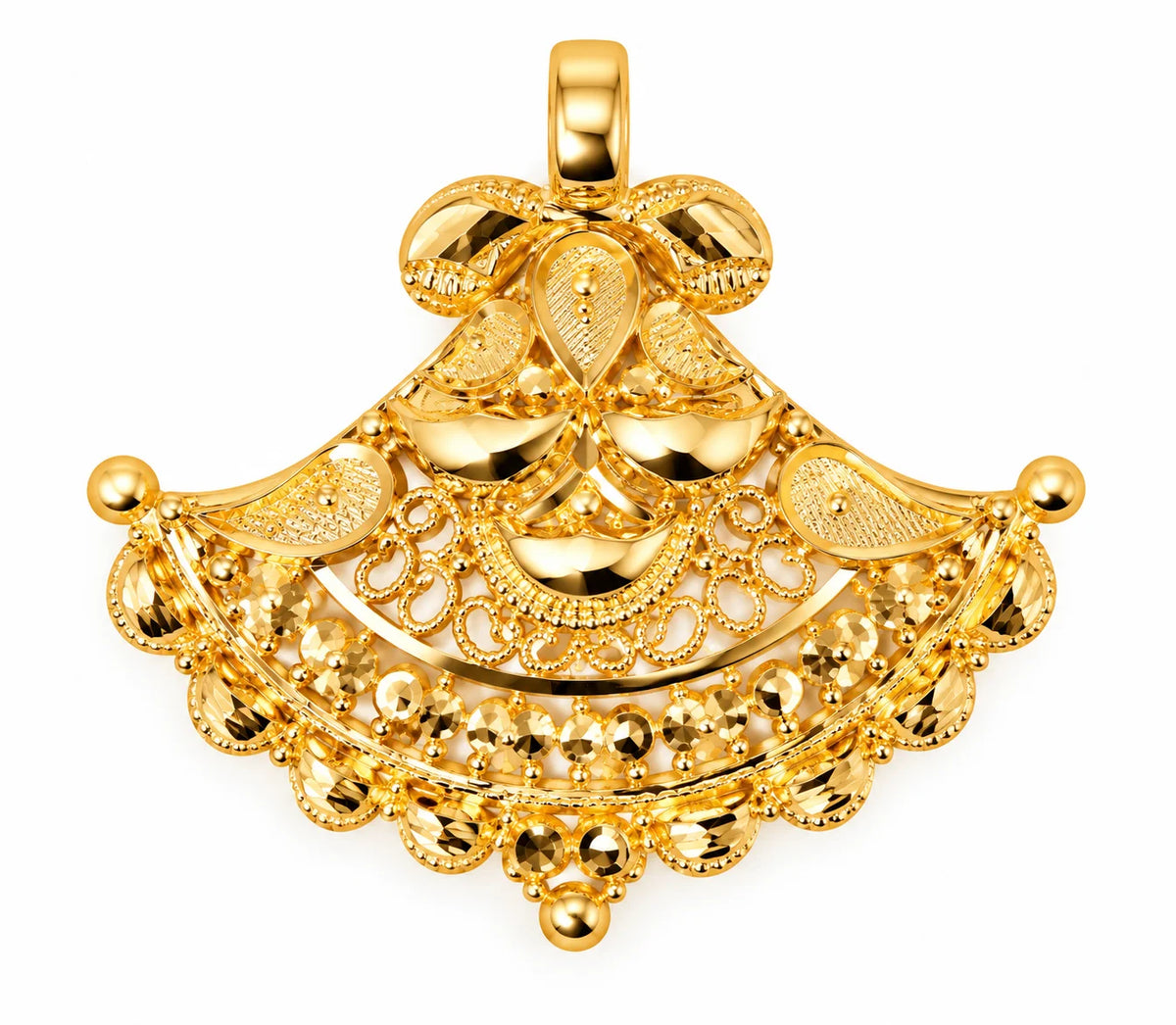 Traditional Gold Finish Fan-Shaped Pendant