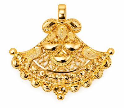 Traditional Gold Finish Fan-Shaped Pendant