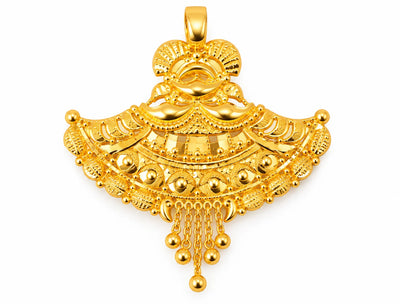 Traditional Gold Finish Fan-Shaped Pendant
