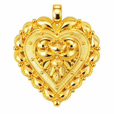 Traditional Heart-Shaped Gold Finish Pendant