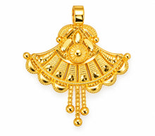Traditional Gold Finish Fan-Shaped Pendant
