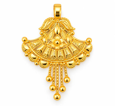 Traditional Gold Finish Floral Fan Pendant