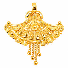 Traditional Floral Gold Finish Pendant with Hanging Drops