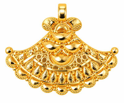Traditional Gold Finish Fan-Shaped Pendant