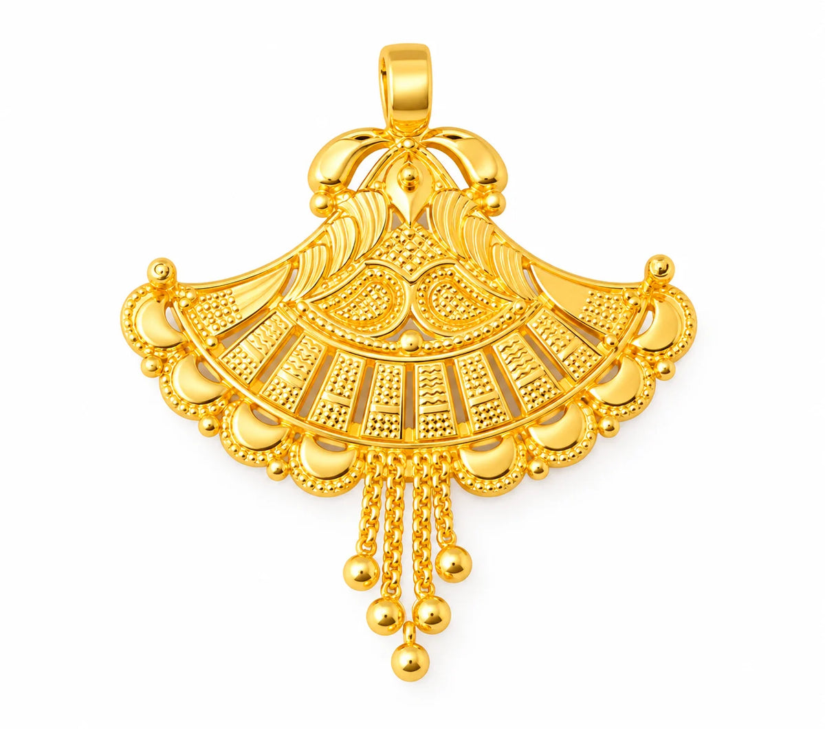 Traditional Gold Finish Fan-Shaped Pendant
