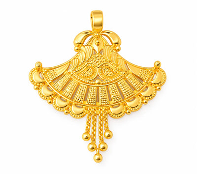 Traditional Gold Finish Fan-Shaped Pendant