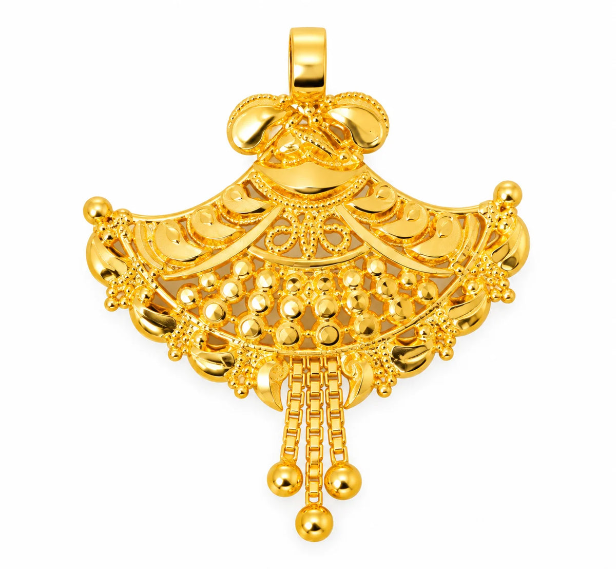 Traditional Gold Finish Fan-Shaped Pendant