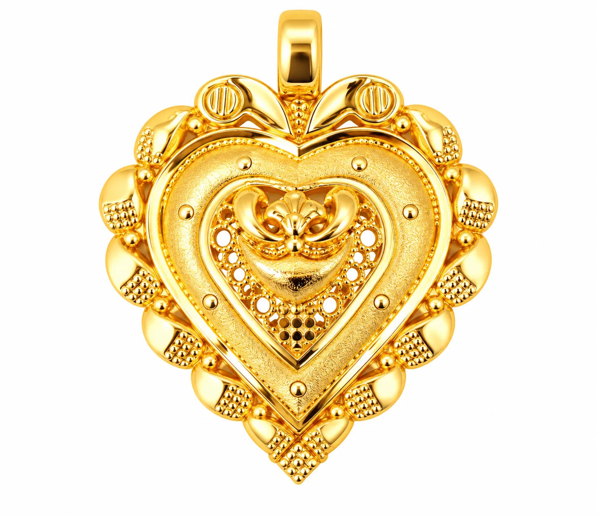 Heart-Shaped Gold Finish Pendant