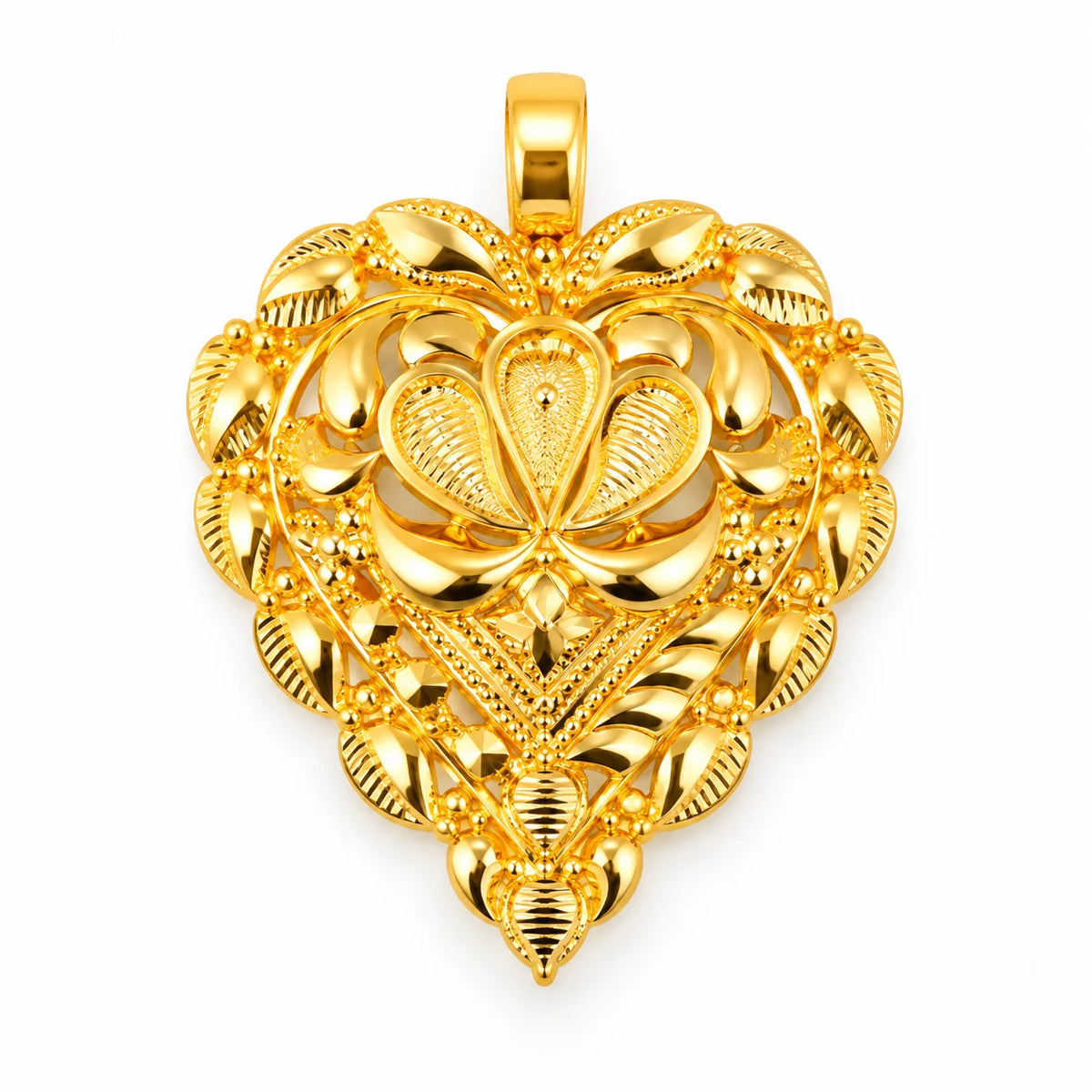 Traditional Gold Finish Floral Designer Pendant