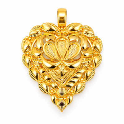 Traditional Gold Finish Floral Designer Pendant