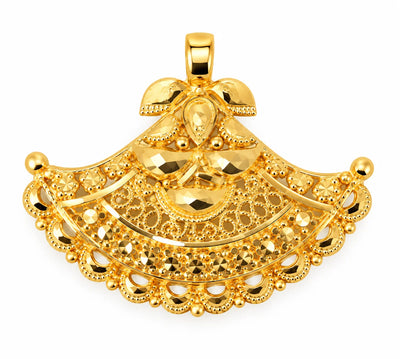 Traditional Gold Finish Fan-Shaped Pendant