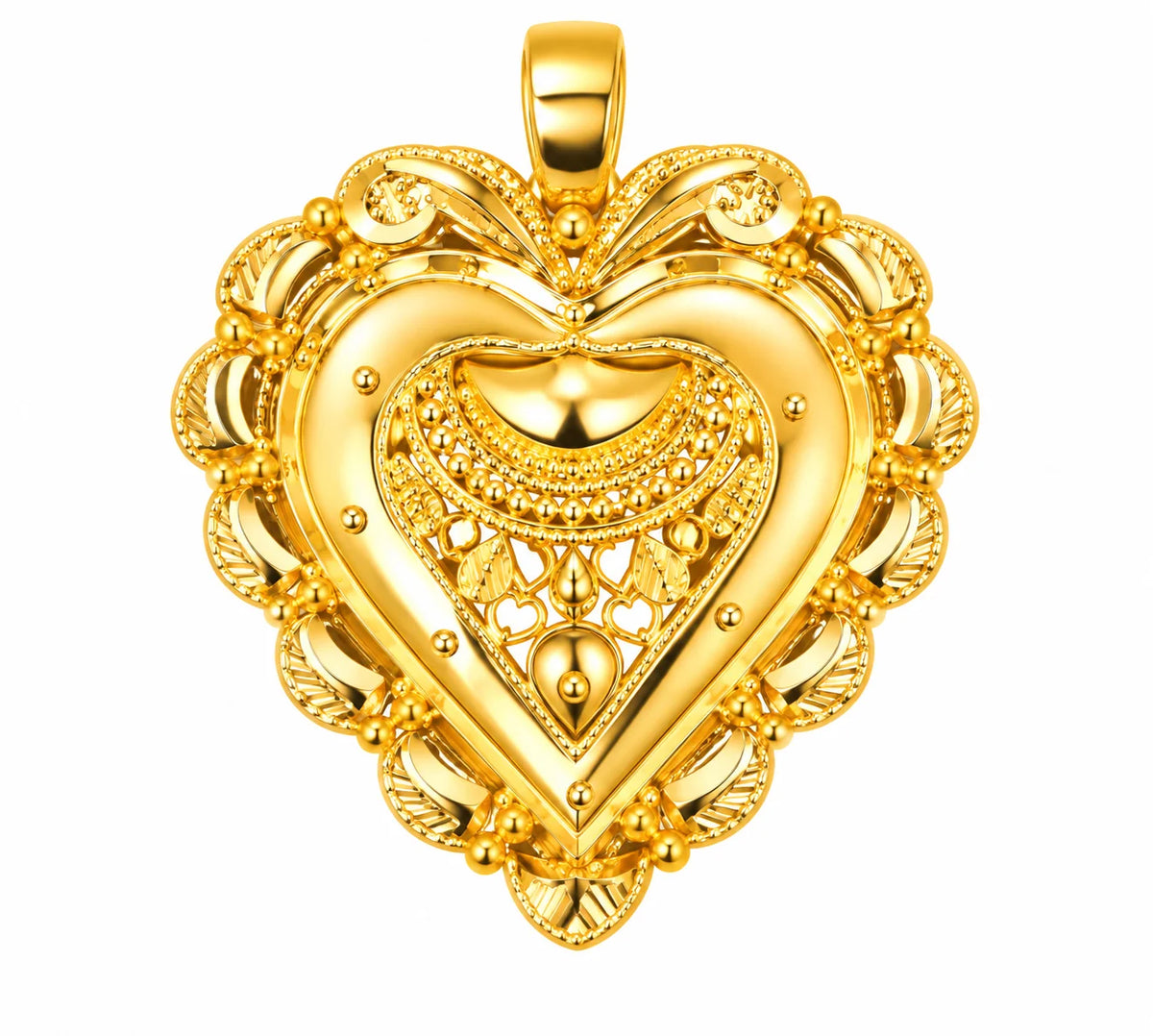 Heart-Shaped Gold Finish Pendant