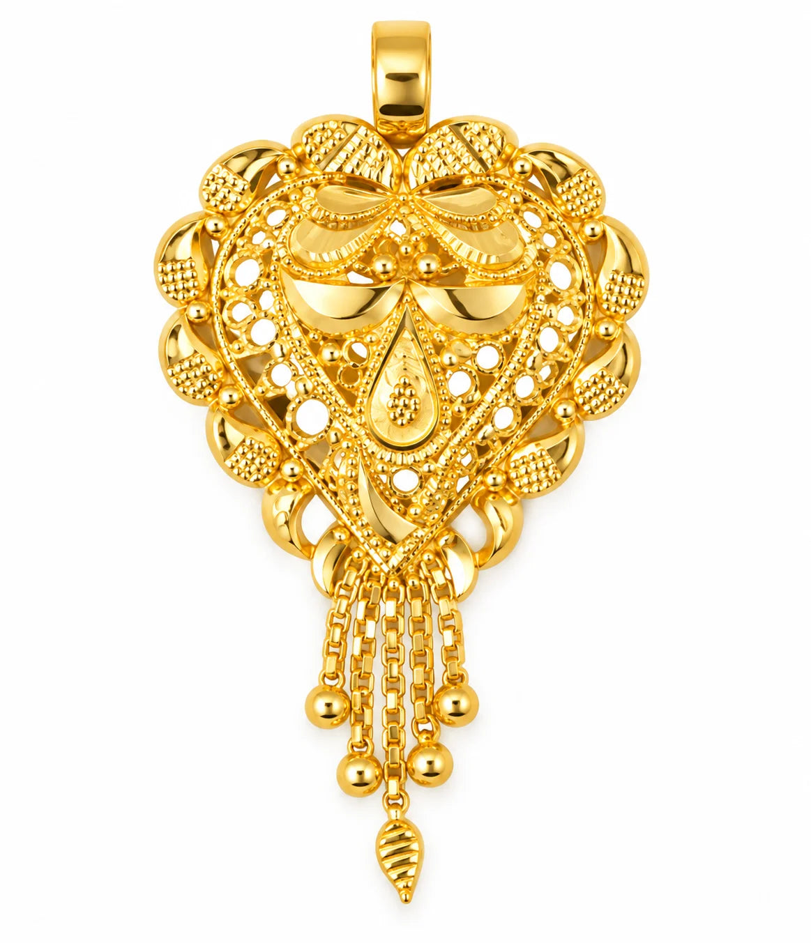 Traditional Gold Finish Pendant with Hanging Tassels