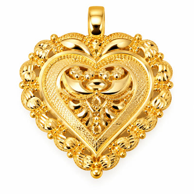 Heart-Shaped Gold Finish Pendant