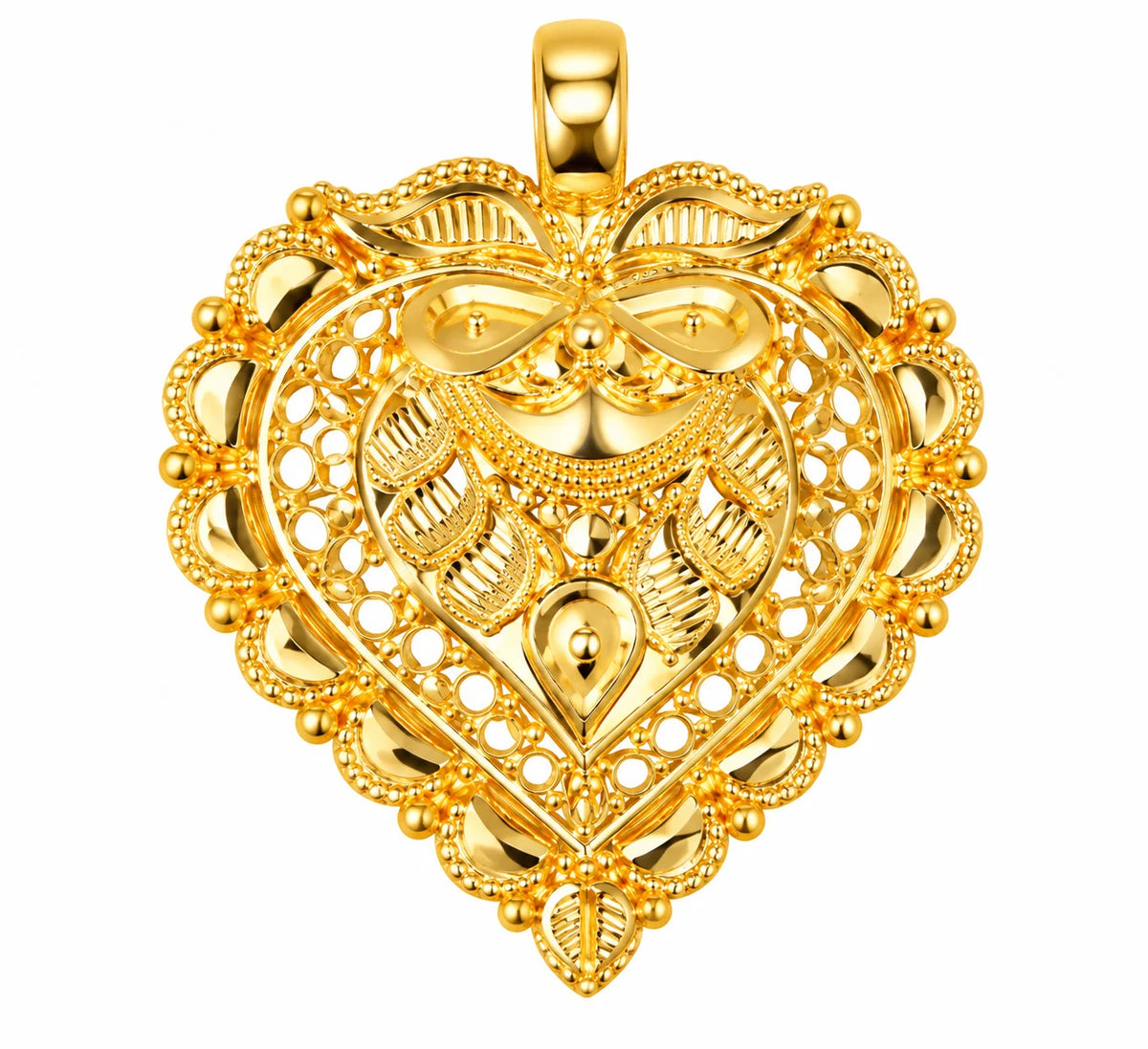 Heart-Shaped Gold Finish Pendant