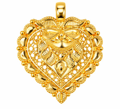 Heart-Shaped Gold Finish Pendant