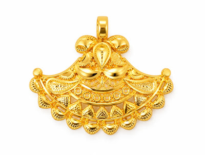 Traditional Gold Finish Fan-Shaped Pendant