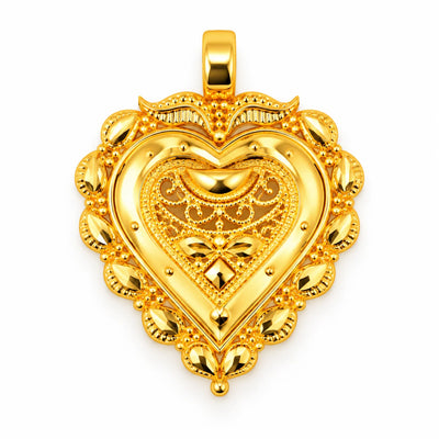 Heart-Shaped Traditional Gold Finish Pendant