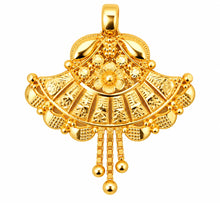 Traditional Gold Finish Floral Pendant with Hanging Beads