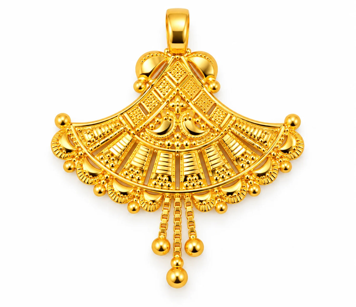 Traditional Gold Finish Fan-Shaped Pendant