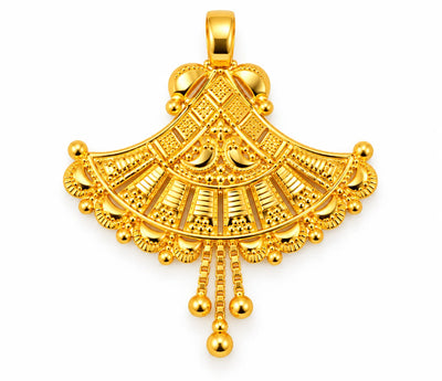 Traditional Gold Finish Fan-Shaped Pendant