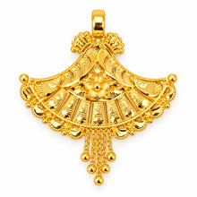 Traditional Floral Fan-Shaped Gold Finish Pendant
