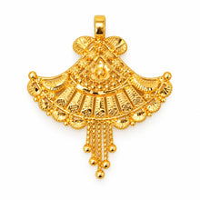 Traditional Floral Fan-Shaped Gold Finish Pendant