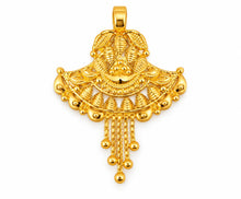 Traditional Fan-Shaped Gold Finish Pendant with Multi-Chain Tassels