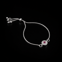 Elegant Square Pink Stone Chain Bracelet