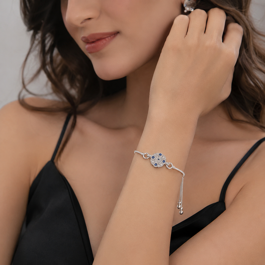 Elegant Blue Stone Floral Bracelet