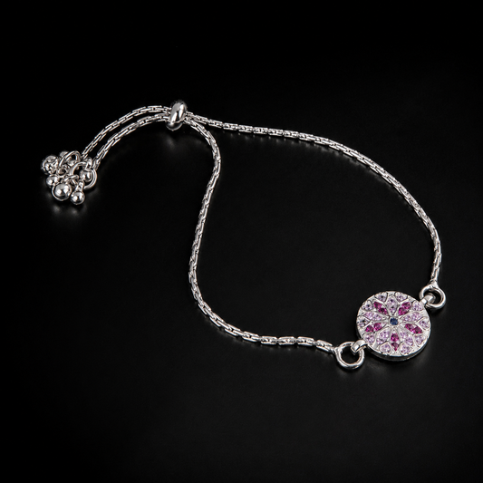 Elegant Pink Floral Round Bracelet