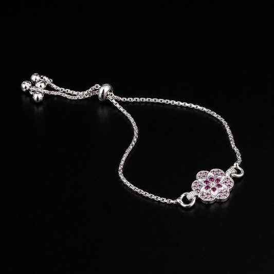 Elegant Pink Floral Bracelet