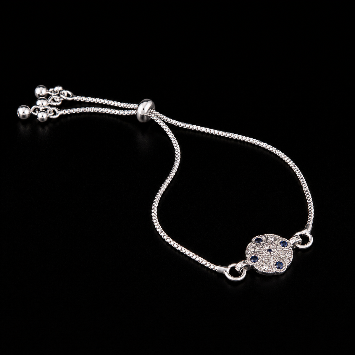 Elegant Blue Stone Floral Bracelet
