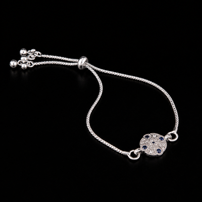 Elegant Blue Stone Floral Bracelet