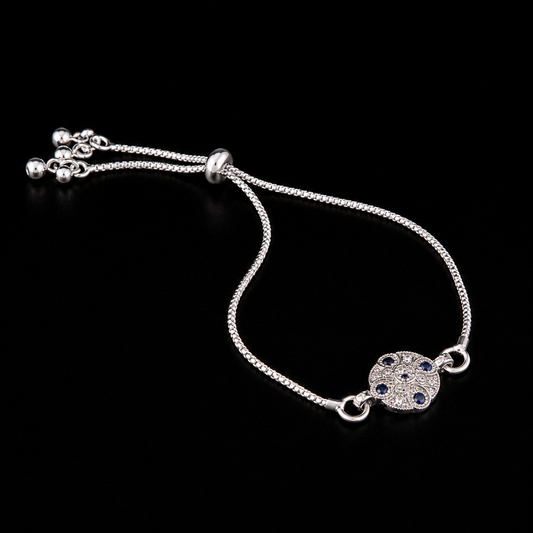 Elegant Blue Stone Floral Bracelet