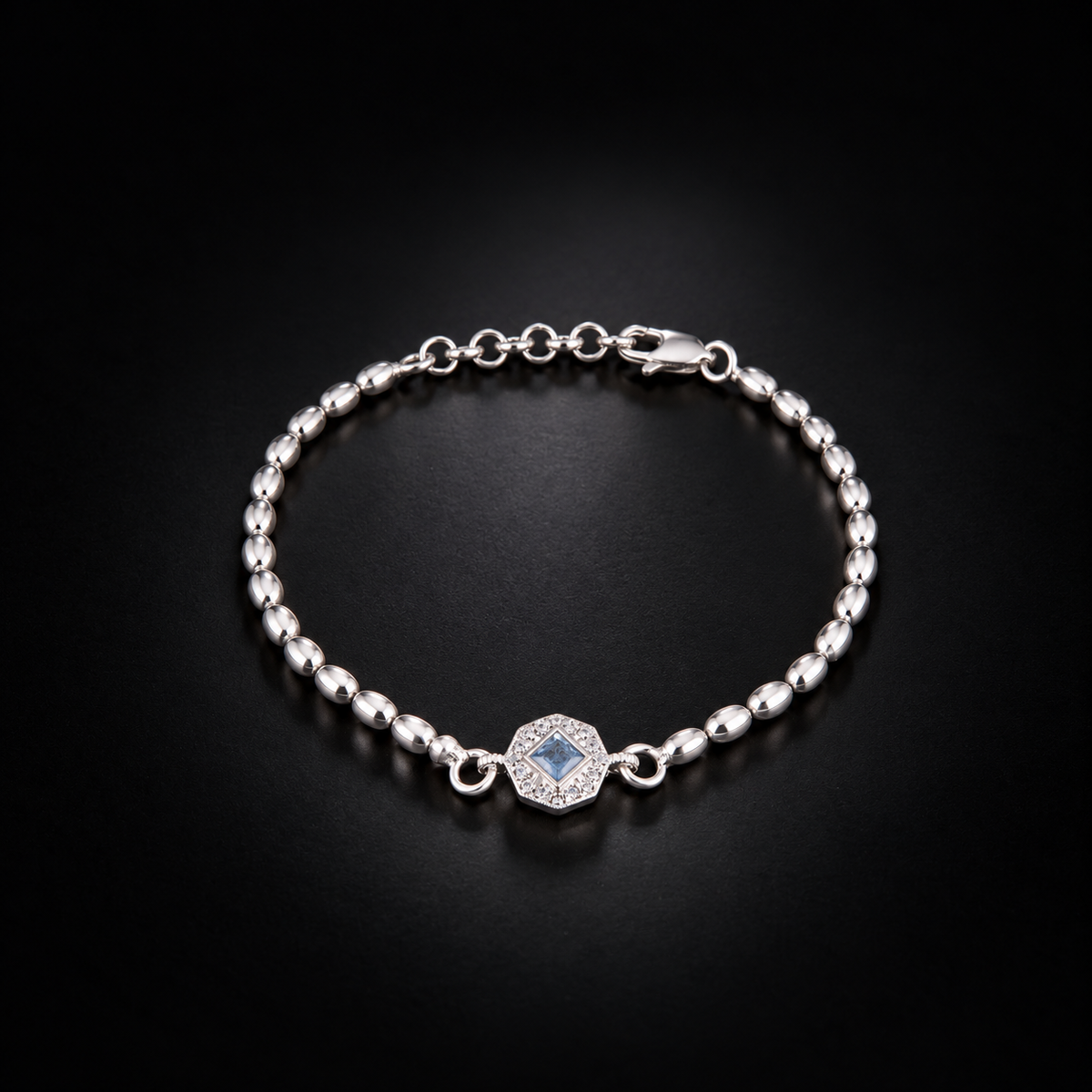 Elegant Blue Stone Beaded Bracelet