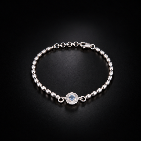 Elegant Blue Stone Beaded Bracelet