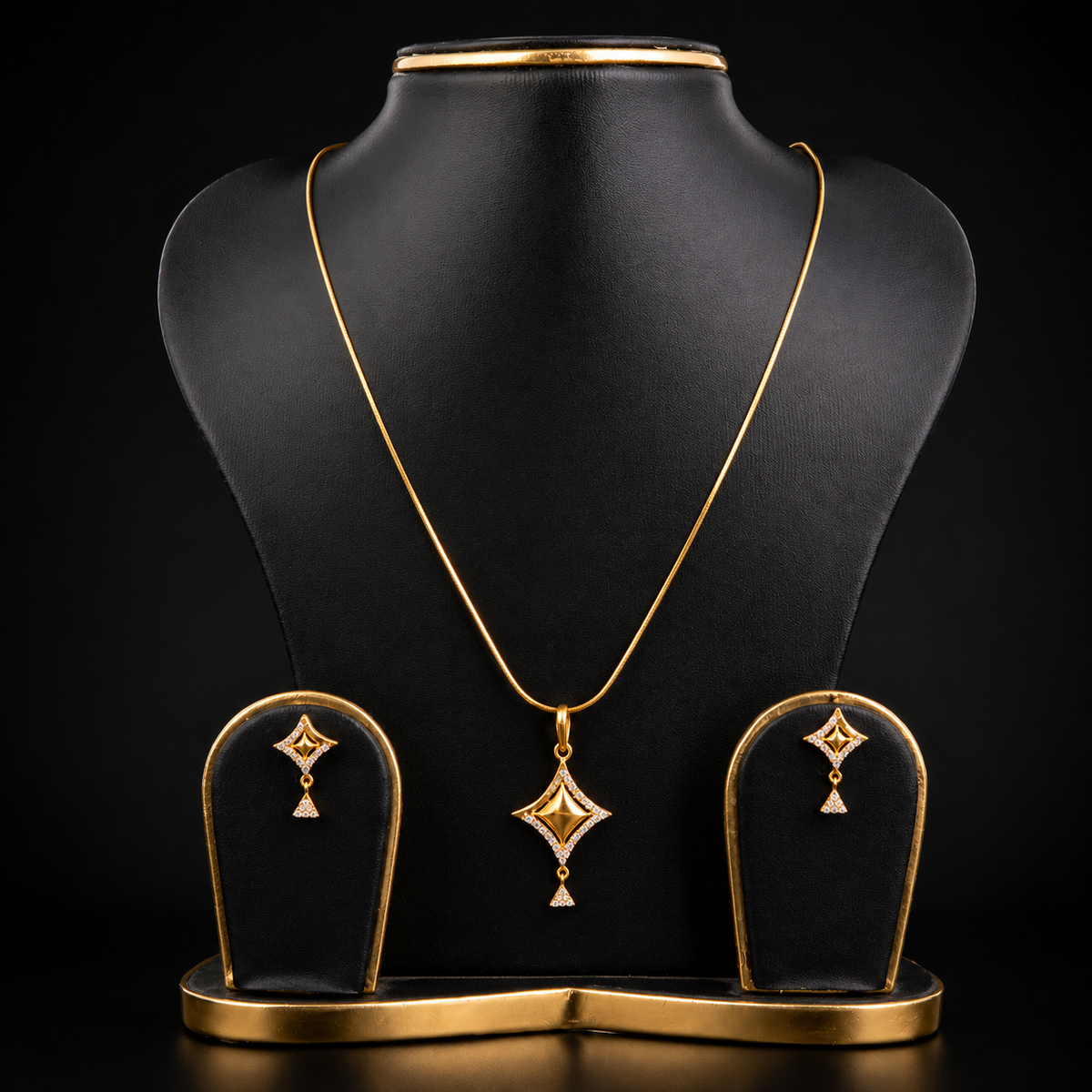 Geometric Pendant & Earrings Set