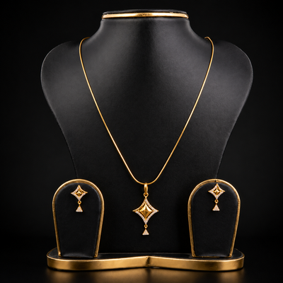 Geometric Pendant & Earrings Set