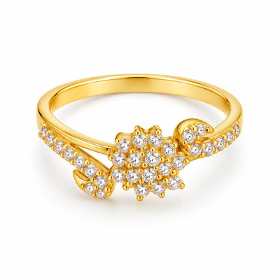 Gold-Tone Cluster Stone Ring for Women