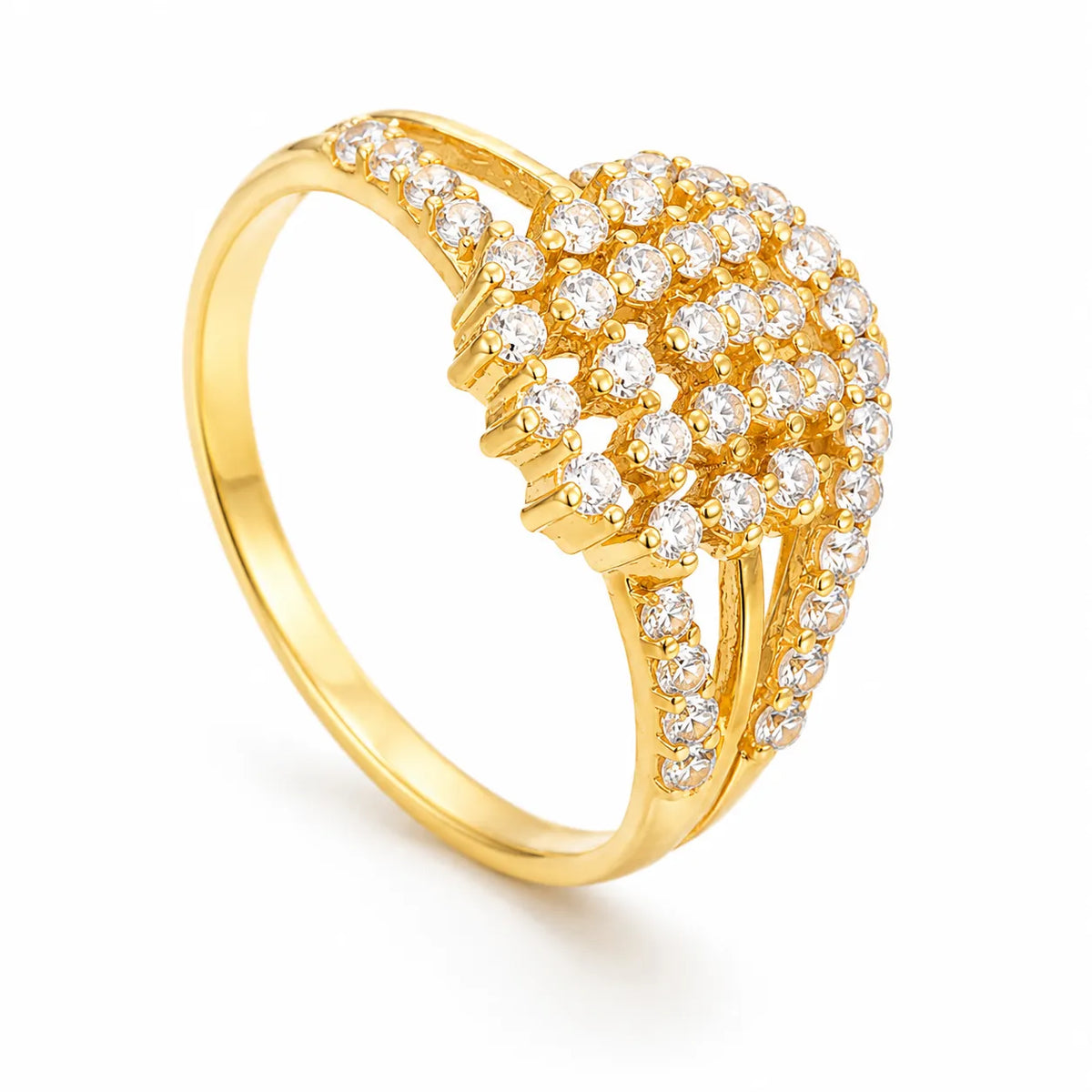 Premium Gold-Tone Multi-Stone Cluster Ring for Women