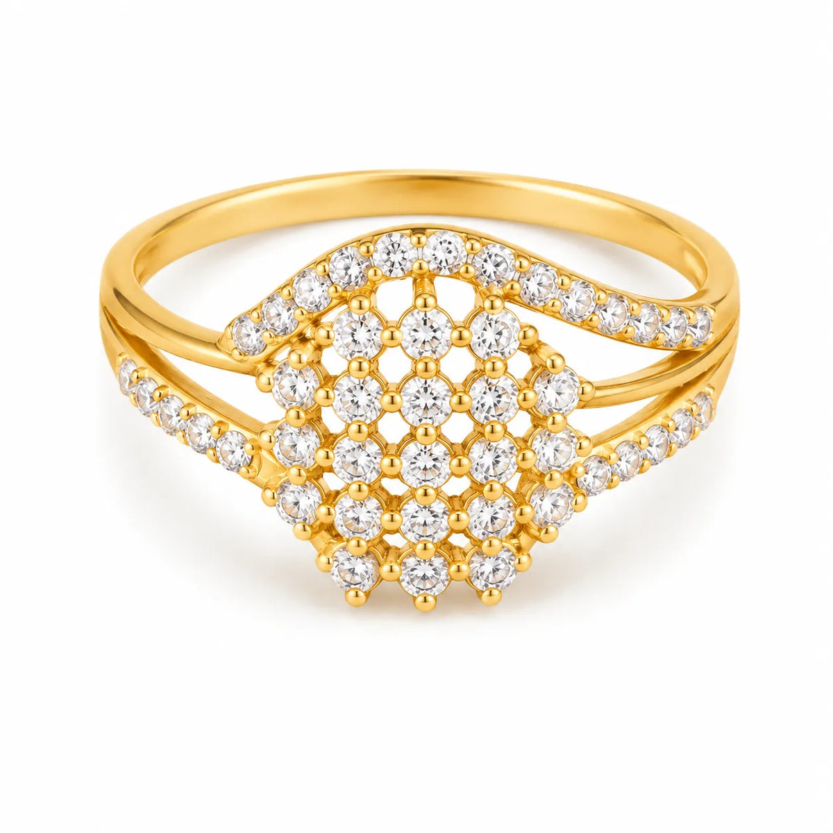 Premium Gold-Tone Multi-Stone Cluster Ring for Women