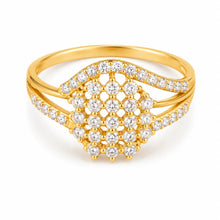 Premium Gold-Tone Multi-Stone Cluster Ring for Women