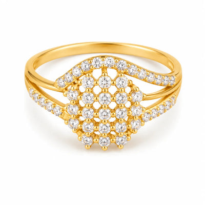 Premium Gold-Tone Multi-Stone Cluster Ring for Women
