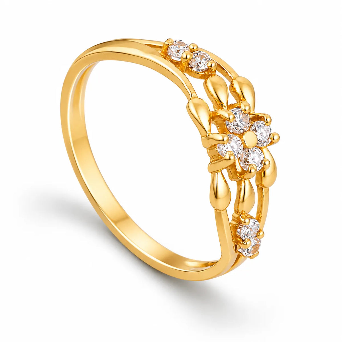 Elegant Floral Design Gold Ring for Women